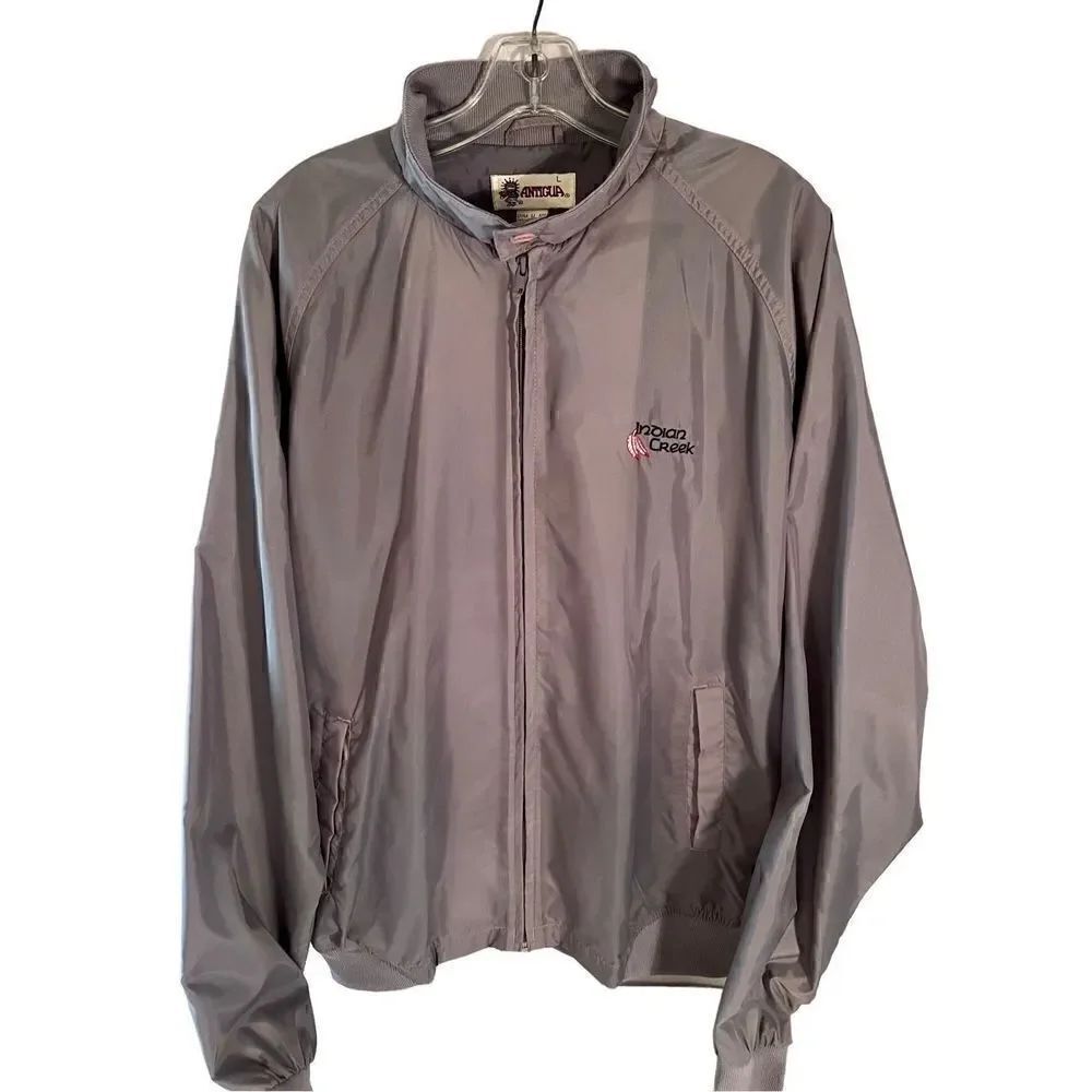 Vintage Antigua Nylon Indian Creek Gray Golf Jacket Size Large